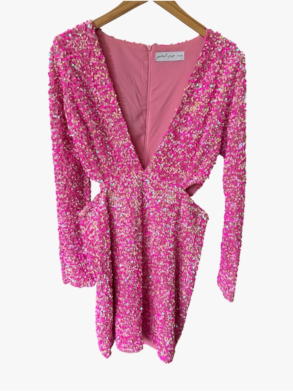 Petal & Pup Hot Pink Sequined V-Neck Party Dress